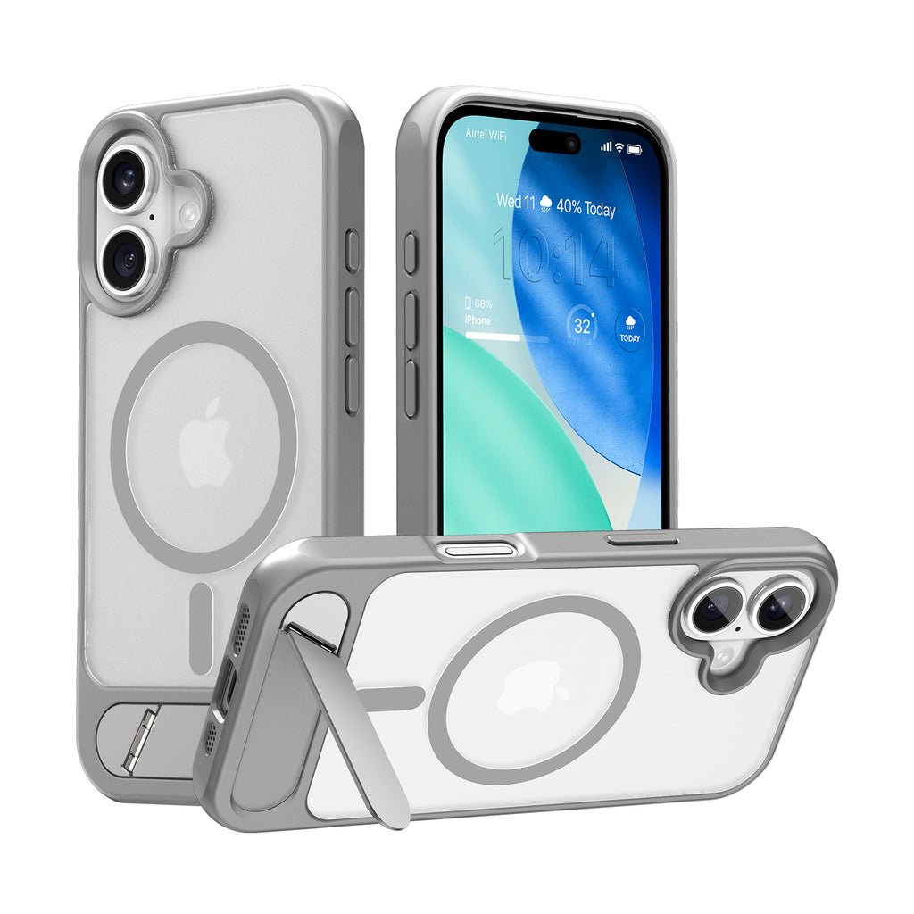 Vaku Luxos ® Apple iPhone 17 Zennix Magpro Scratch Resistant Camera Screen Protector Case with Stand Holder Shockproof Protective Back cover