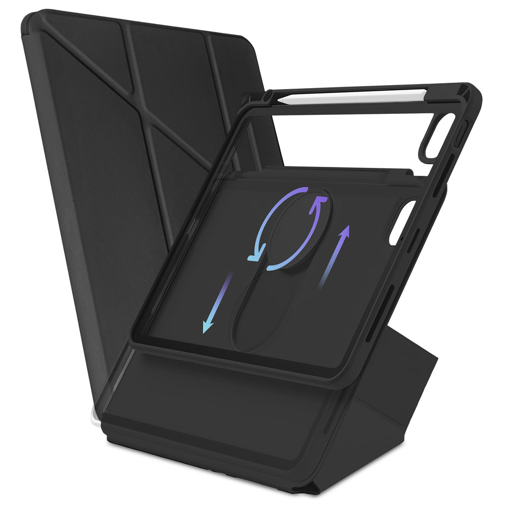 Vaku Luxos ® Apexen 360 Degree Apple iPad Pro 11 inch (M4) Back Flip Stand Cover with Pencil Holder 6-Way Adjustable Slim Shockproof Protective Case