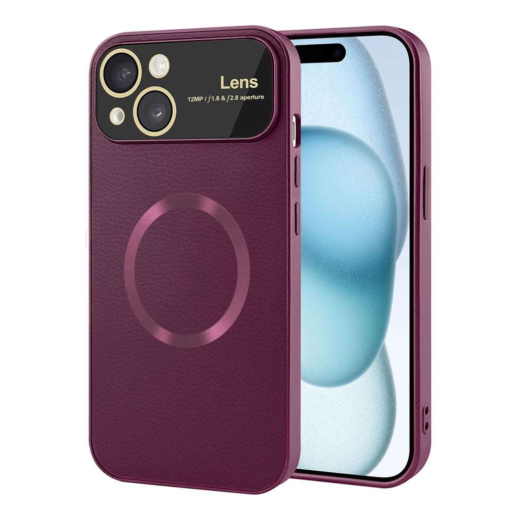 Vaku ® Apple iPhone 15 Premium Polarized Leather Texture Full Lens Protection Silicon Back Cover Case