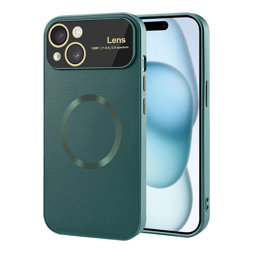 Vaku ® Apple iPhone 15 Plus Premium Polarized Leather Texture Full Lens Protection Silicon Back Cover Case