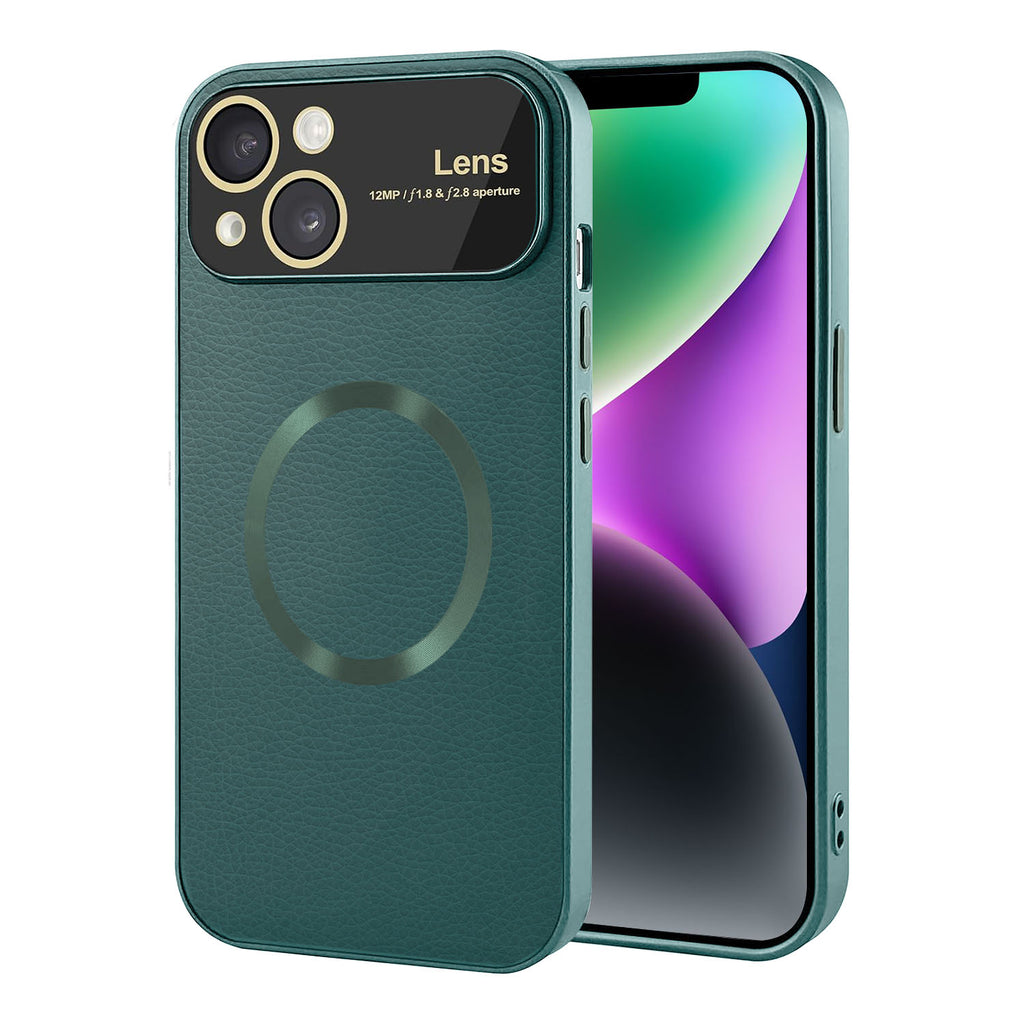 Vaku ® Apple iPhone 14 Premium Polarized Leather Texture Full Lens Protection Silicon Back Cover Case