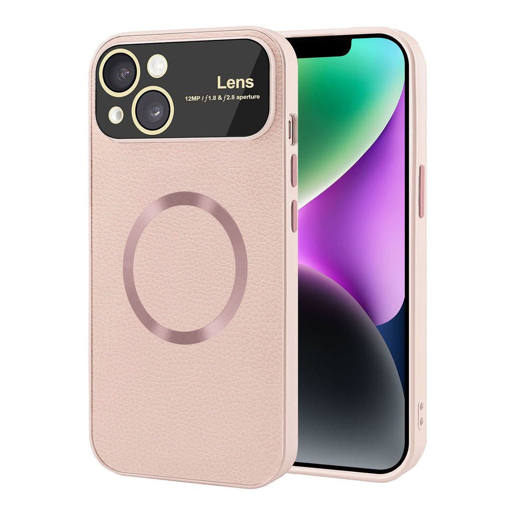 Vaku ® Apple iPhone 14 Premium Polarized Leather Texture Full Lens Protection Silicon Back Cover Case