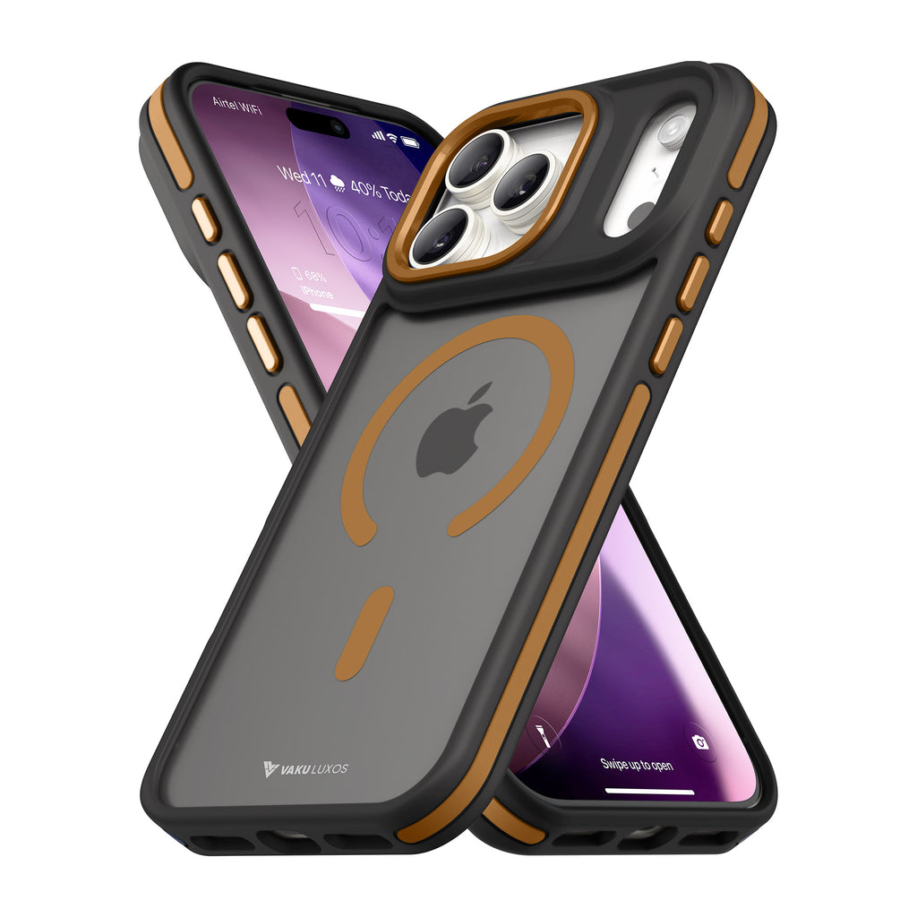 Vaku Luxos ® Apple iPhone 17 Pro Avlon Magpro Translucent Scratch Resistant Military-Grade Case With Metal Camera Ring Shockproof Protective Back Cover