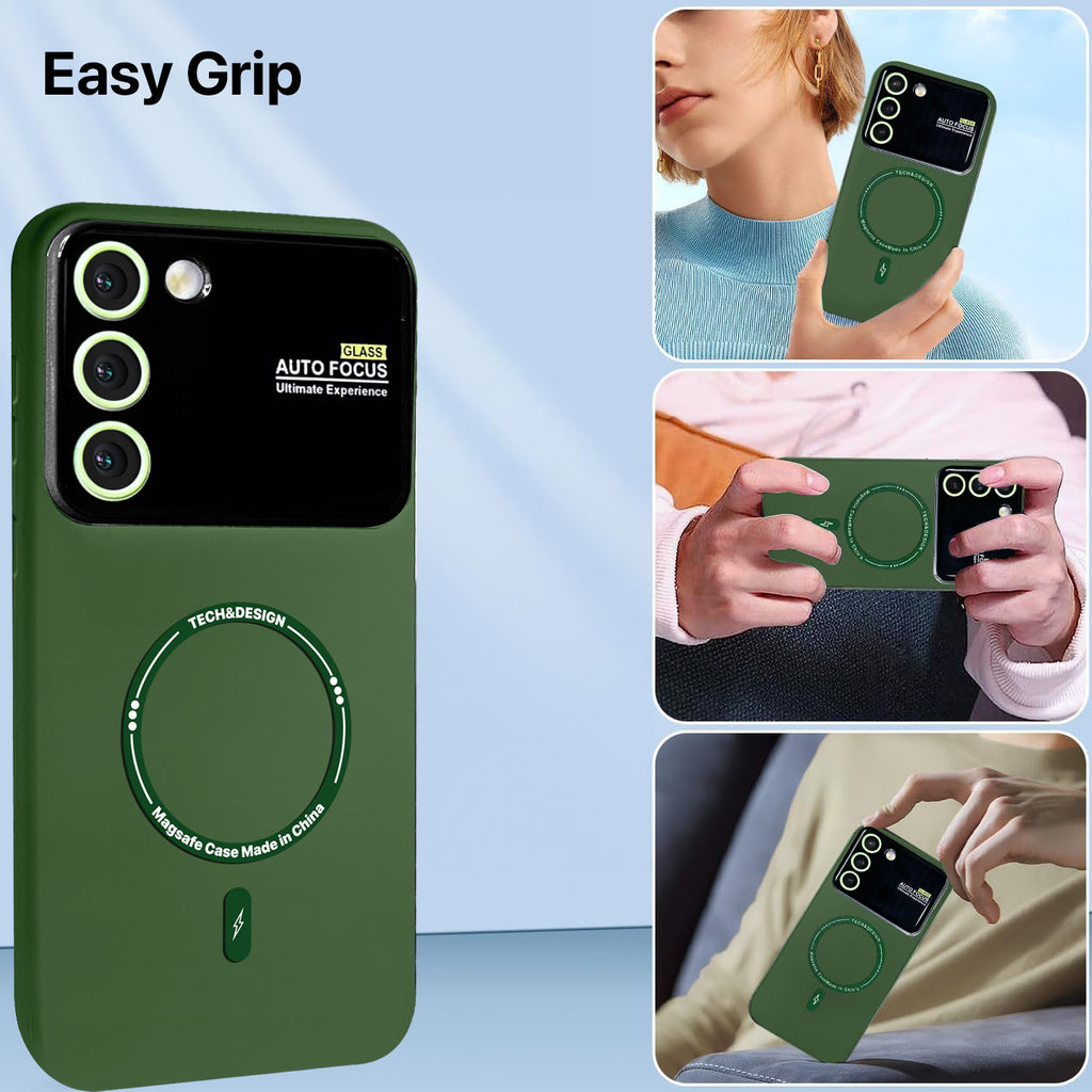 Vaku ® Samsung Galaxy S21 FE Silicon Polarized Texture Full Lens Protection Lens Protection Back Cover Case