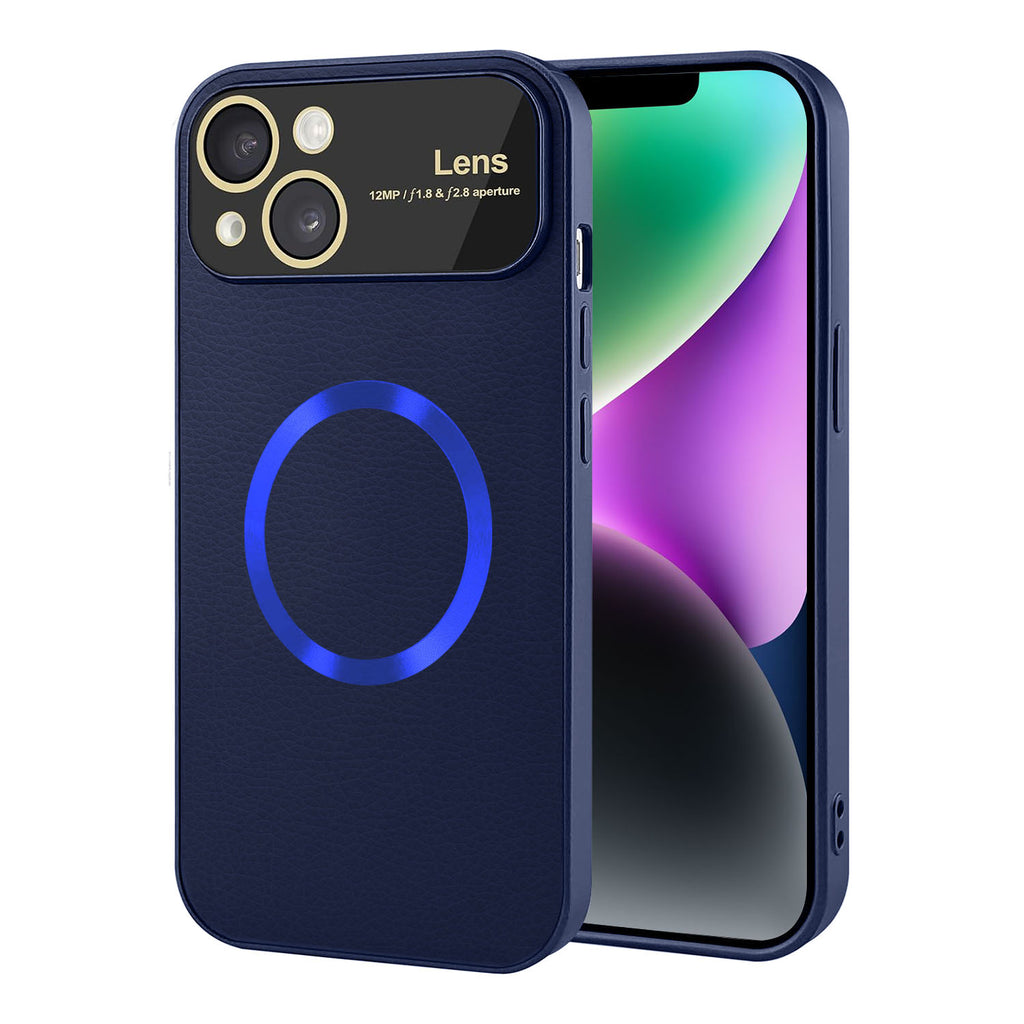 Vaku ® Apple iPhone 14 Premium Polarized Leather Texture Full Lens Protection Silicon Back Cover Case
