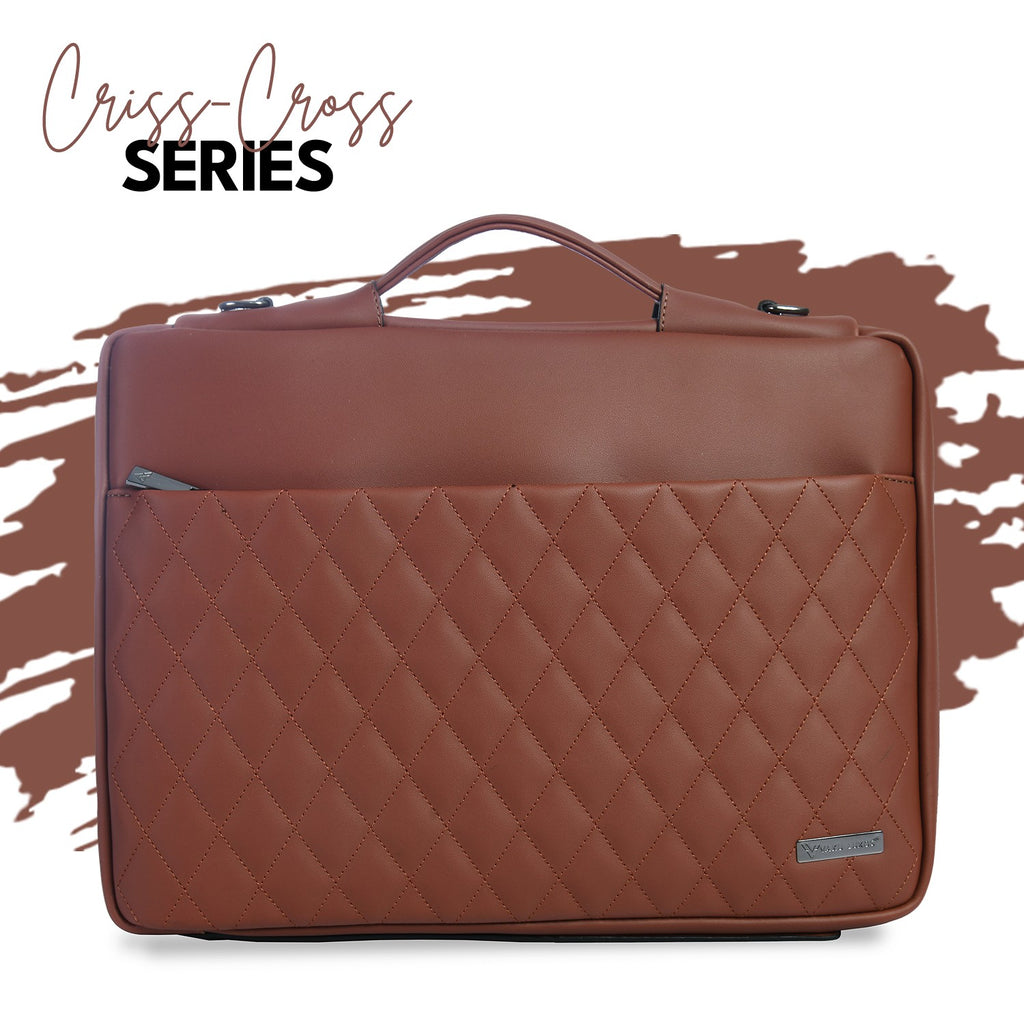 Vaku Luxos ® Criss-Cross Series 14 inch Leather Sleeve Messenger Laptop / Macbook Bag