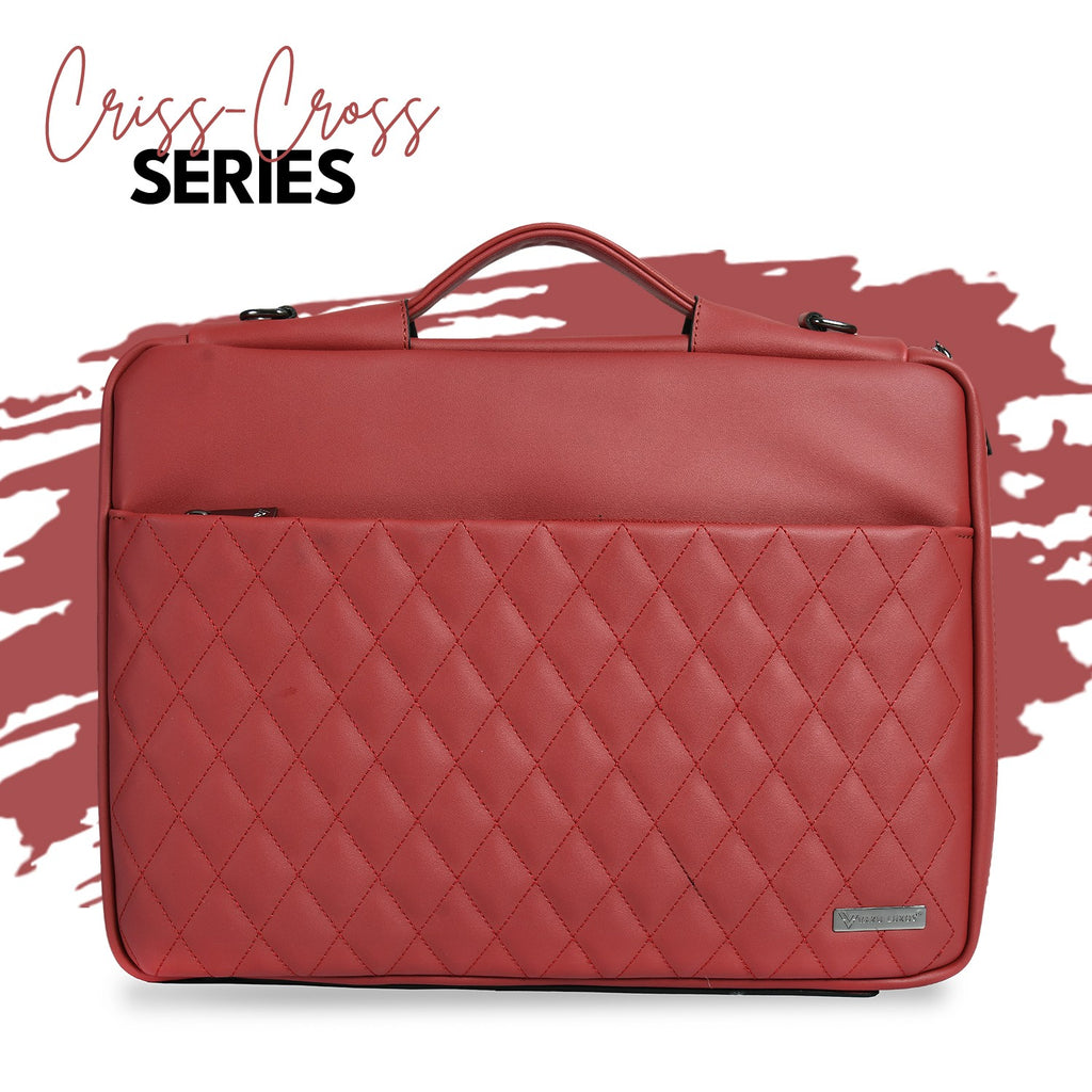 Vaku Luxos ® Criss-Cross Series 14 inch Leather Sleeve Messenger Laptop / Macbook Bag