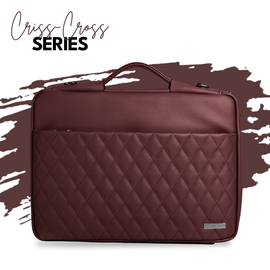 Vaku Luxos ® Criss-Cross Series 14 inch Leather Sleeve Messenger Laptop / Macbook Bag