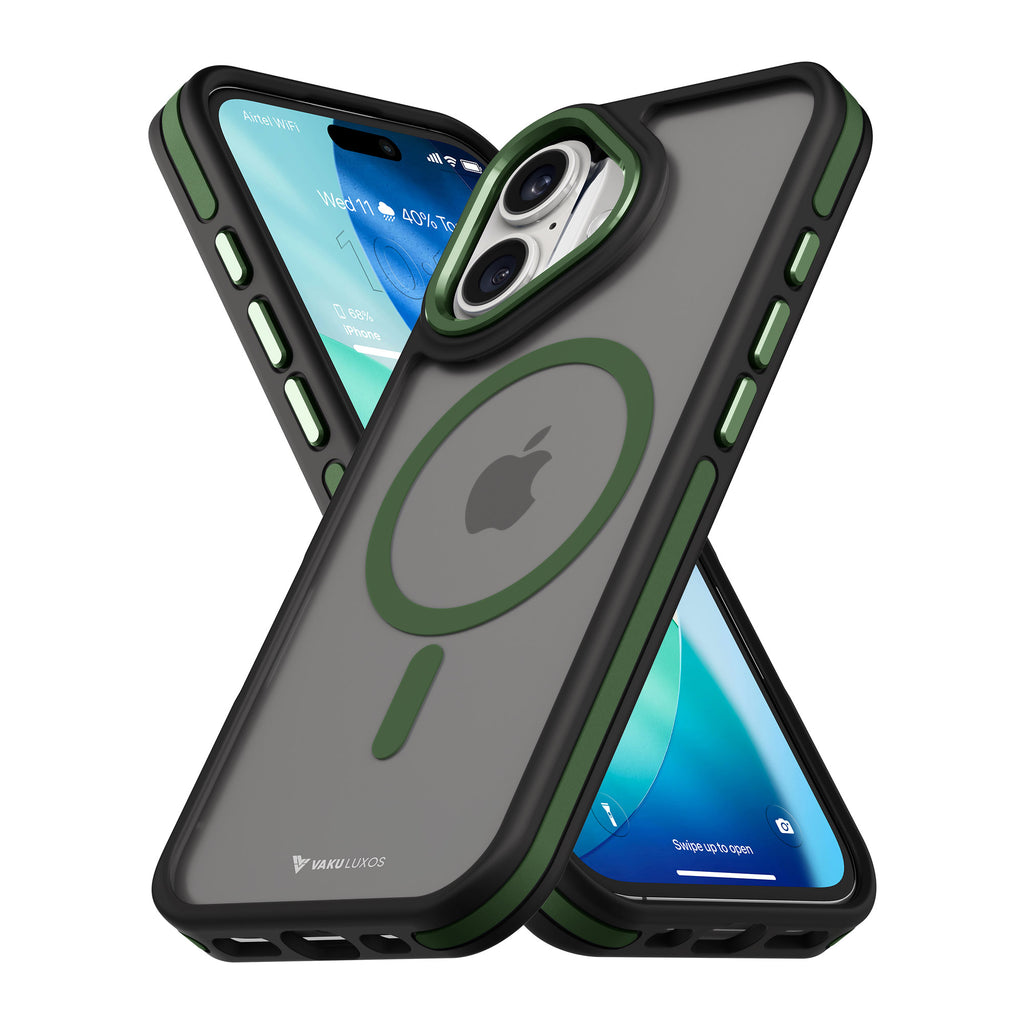 Vaku Luxos ® Apple iPhone 17 Avlon Magpro Translucent Scratch Resistant Military-Grade Case With Metal Camera Ring Shockproof Protective Back Cover
