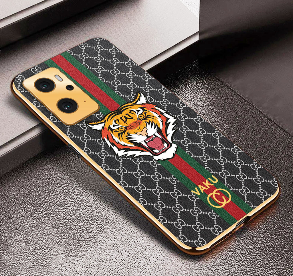 Vaku ® Oppo K10 5G Lynx Designer Leather Pattern Gold Electroplated Soft TPU Back Cover Case