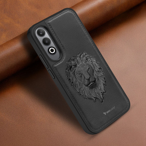 Vaku ® OnePlus Nord CE4 Lion Embossed Luxury Designer Leather Back Cover