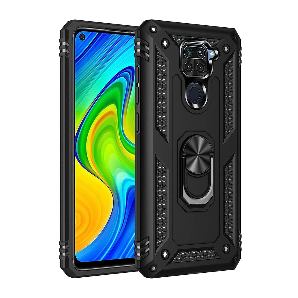 Vaku ® Xiaomi Redmi Note 9 Hawk Ring Shock Proof Cover with Inbuilt Kickstand