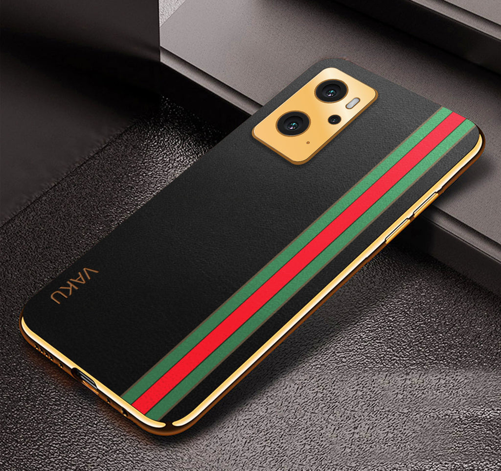 Vaku ® Oppo K10 5G Felix Line Leather Stitched Gold Electroplated Soft TPU Back Cover Case