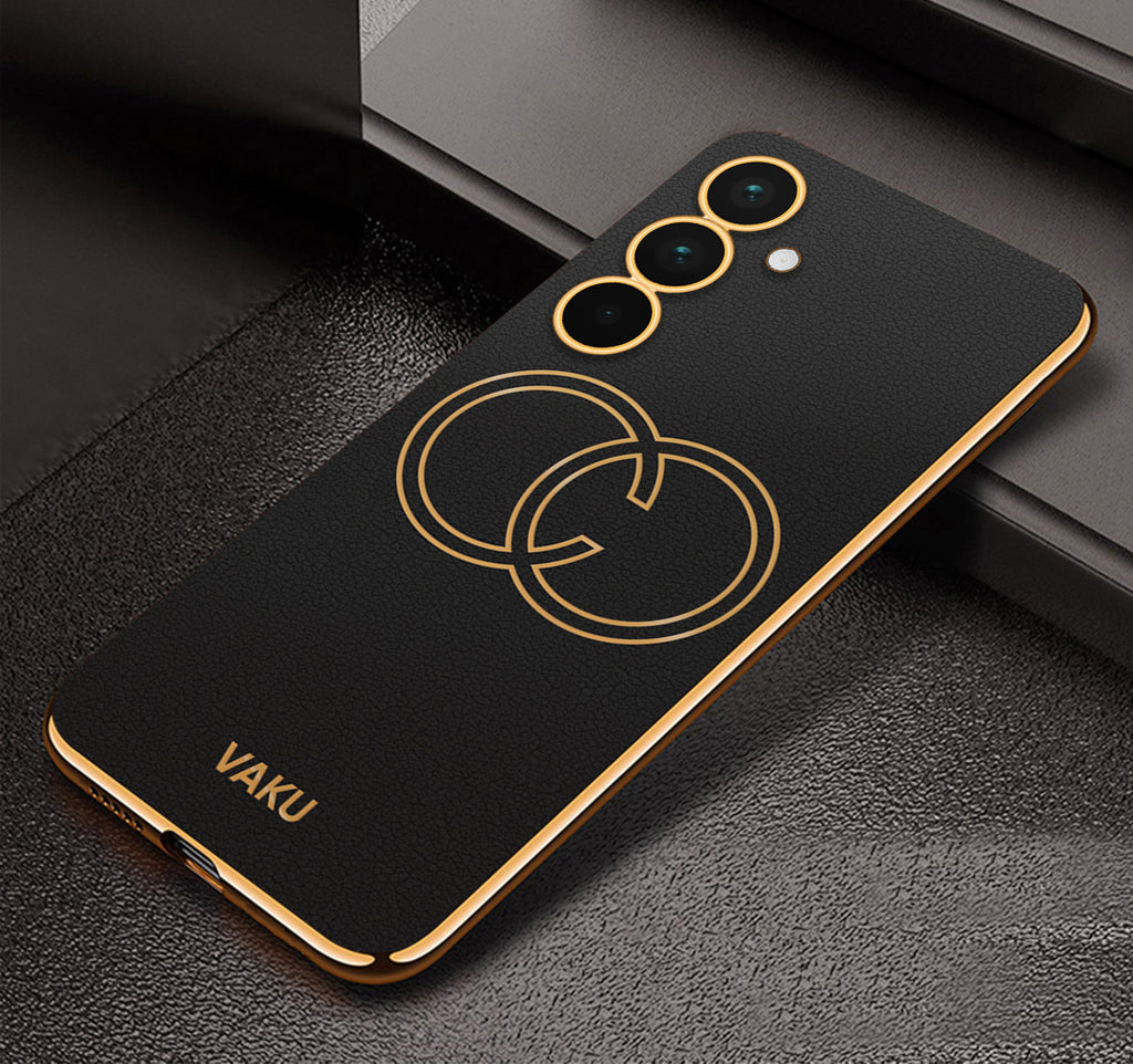 Vaku ® Samsung Galaxy A35 5G Skylar Leather Pattern Gold Electroplated Soft TPU Back Cover