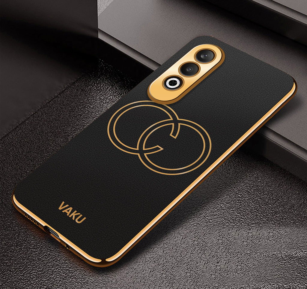 Vaku ® OnePlus Nord CE4 Skylar Leather Pattern Gold Electroplated Soft TPU Back Cover