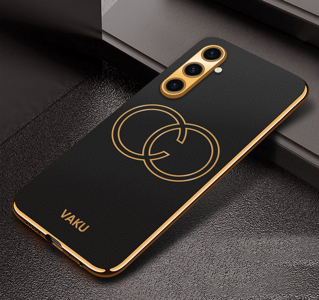 Vaku® Samsung Galaxy A04s Skylar Leather Pattern Gold Electroplated Soft TPU Back Cover