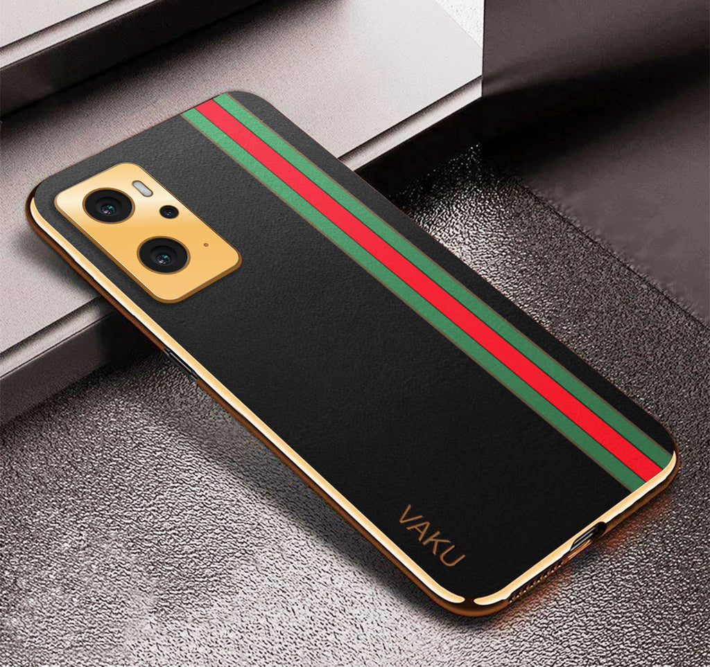 Vaku ® Oppo K10 4G Felix Line Leather Stitched Gold Electroplated Soft TPU Back Cover Case