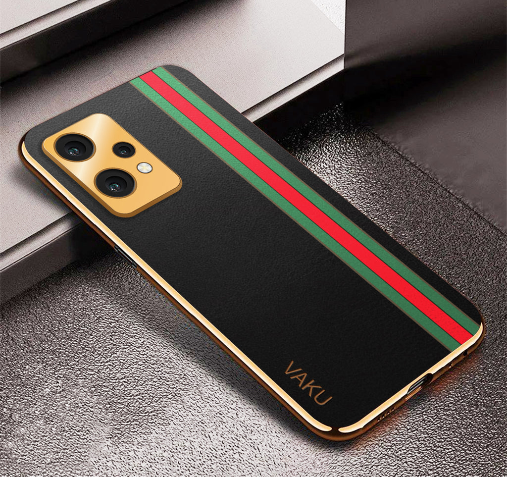 Vaku ® OnePlus Nord CE 2 Lite 5G Felix Line Leather Stitched Gold Electroplated Soft TPU Back Cover Case