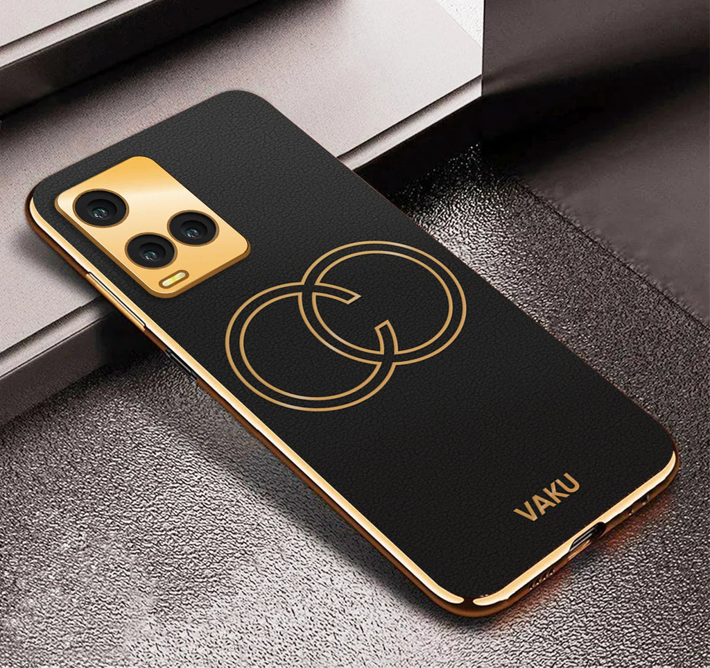 Vaku ® Vivo Y33T Skylar Leather Pattern Gold Electroplated Soft TPU Back Cover Case