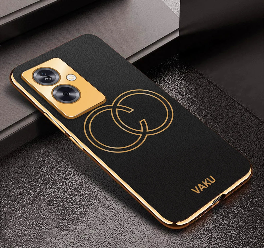 Vaku ® Oppo A79 5G Skylar Leather Pattern Gold Electroplated Soft TPU Back Cover