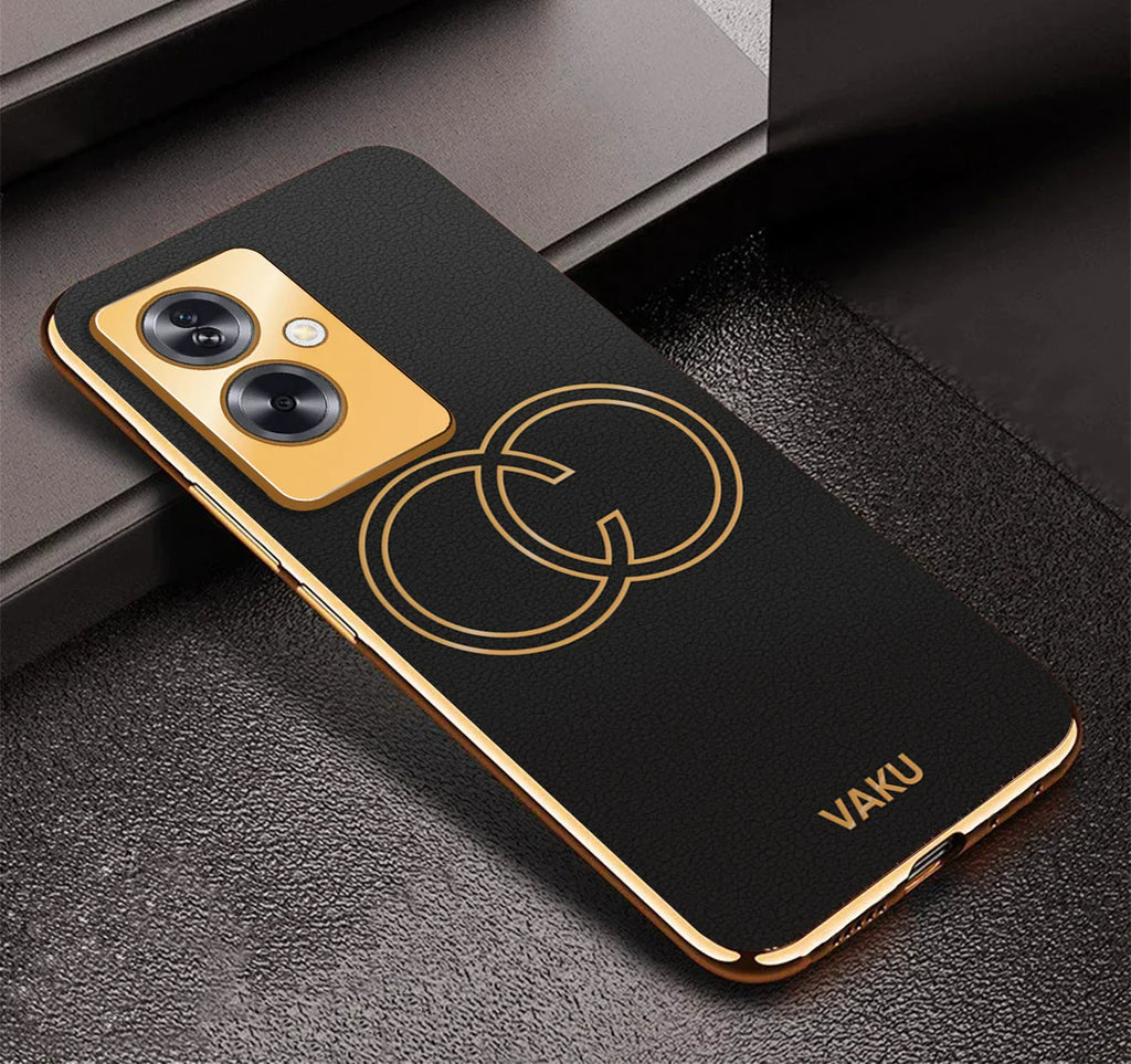 Vaku® Oppo A79 5G Skylar Leather Pattern Gold Electroplated Soft TPU Back Cover