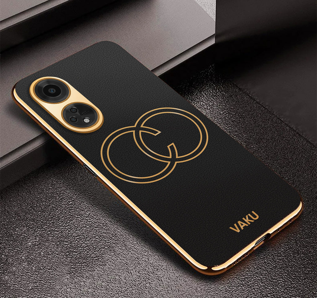 Vaku ® Oppo F23 5G Skylar Leather Pattern Gold Electroplated Soft TPU Back Cover