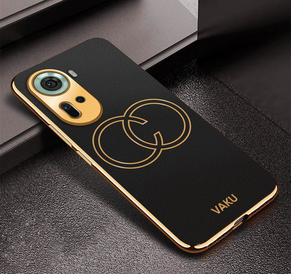 Vaku® Oppo Reno11 5G Skylar Leather Pattern Gold Electroplated Soft TPU Back Cover