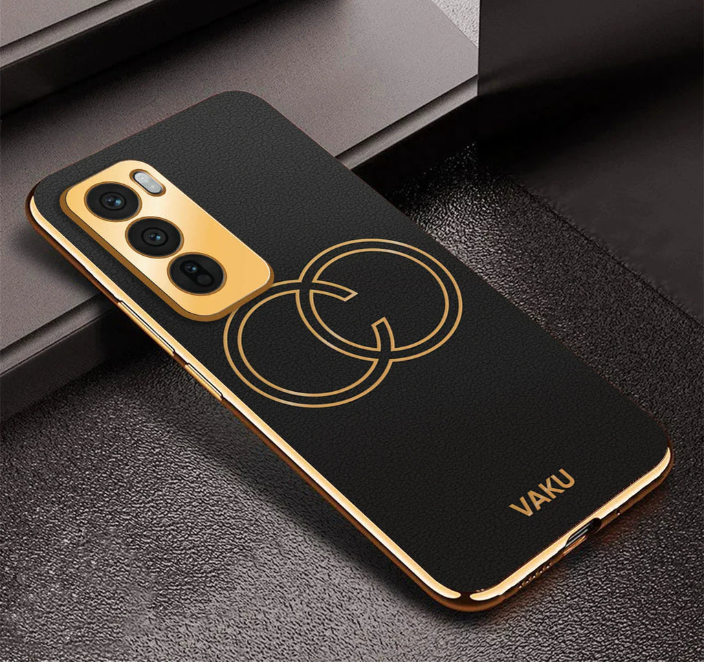 Vaku® Oppo Reno12 5G Skylar Leather Pattern Gold Electroplated Soft TPU Back Cover