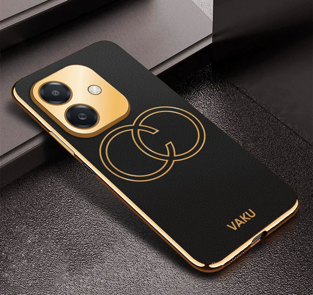 Vaku ® Oppo A3X 5G Skylar Leather Pattern Gold Electroplated Soft TPU Back Cover