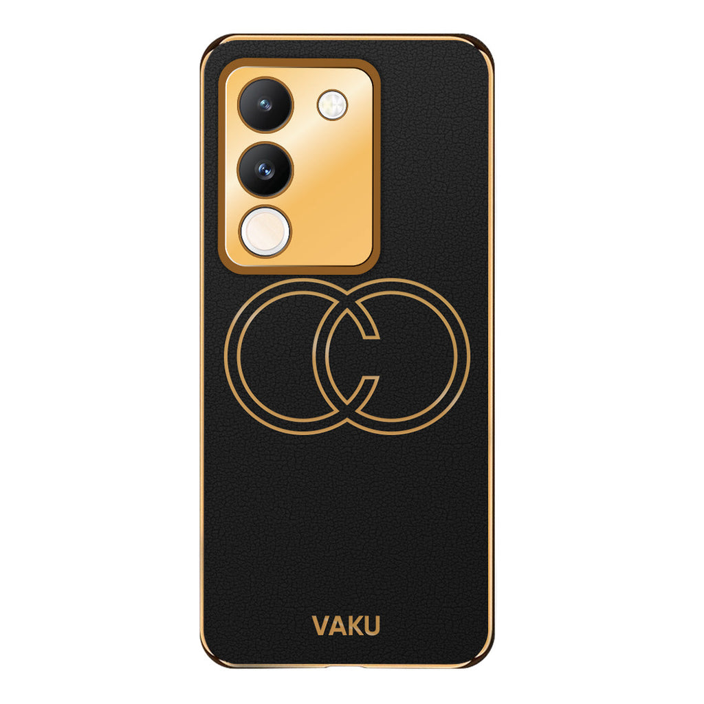 Vaku® Vivo Y200 5G Skylar Leather Pattern Gold Electroplated Soft TPU Back Cover