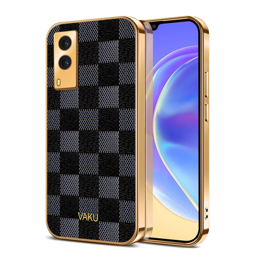 Vaku® Vivo V21e 5G Cheron Leather Electroplated Soft TPU Back Cover