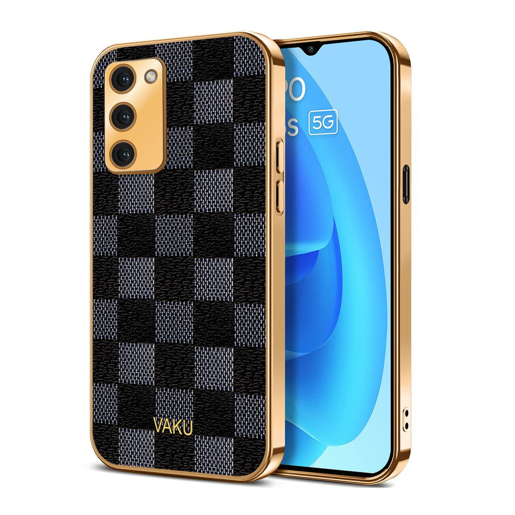 Vaku® Oppo A53s 5G Cheron Leather Electroplated Soft TPU Back Cover