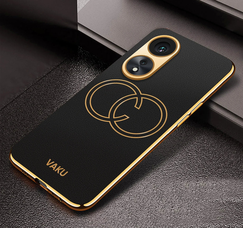 Vaku ® Oppo A78 5G Skylar Leather Pattern Gold Electroplated Soft TPU Back Cover