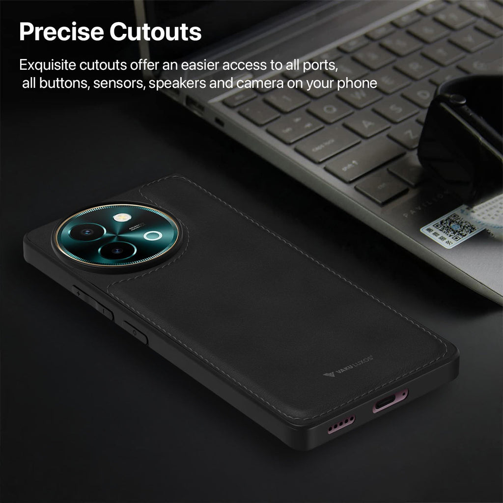 Vaku ® Vivo Y58 5G Luxe Premium Leather Stitched Protective Back Cover