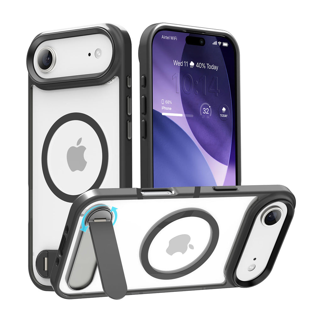 Vaku Luxos ® Apple iPhone 17 Air Orion Magpro Scratch Resistant Camera Screen Protector Case With Alloy Metal Stand Shockproof Back Cover