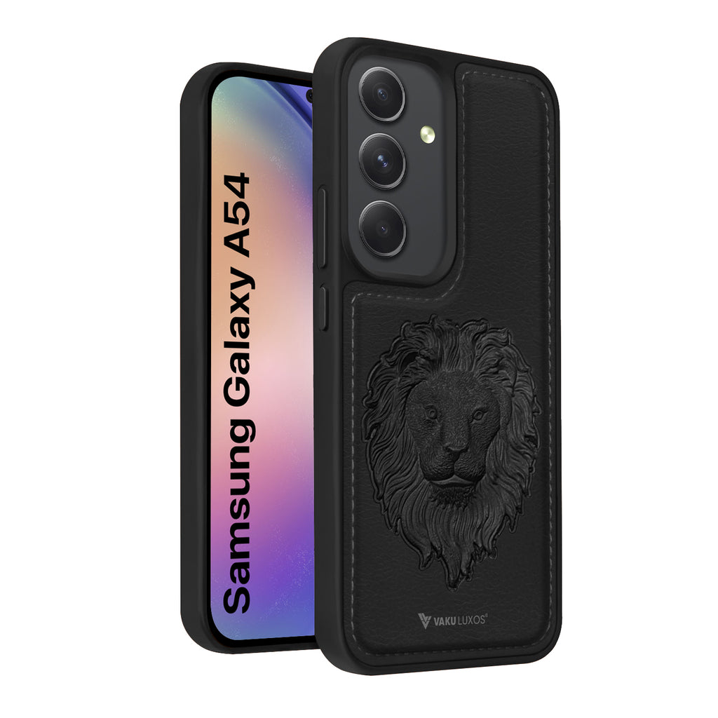 Vaku ® Samsung Galaxy A54 5G Lion Embossed Luxury Designer Leather Protective Back Cover