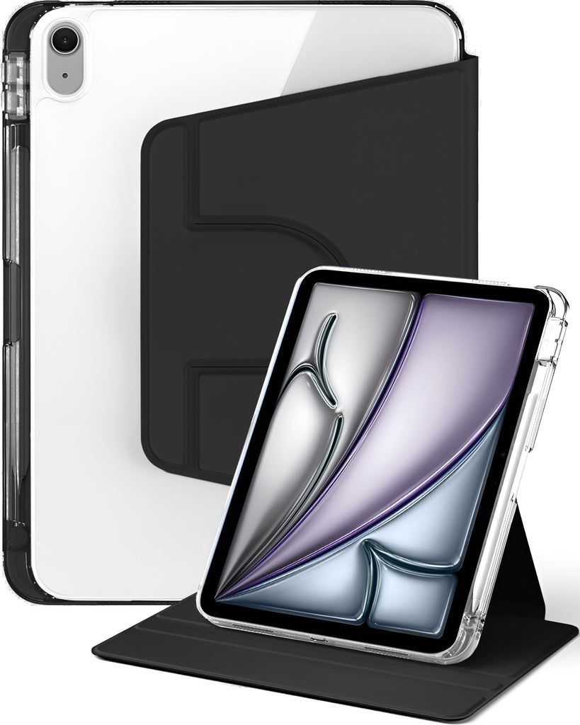 Vaku Luxos ® FLEXIVO iPad (A16) 11th/10th Gen (2025/2022) 11/10.9-inch Smart 360 Degree Rotating Stand Transparent Back With Pencil Holder Cover Case
