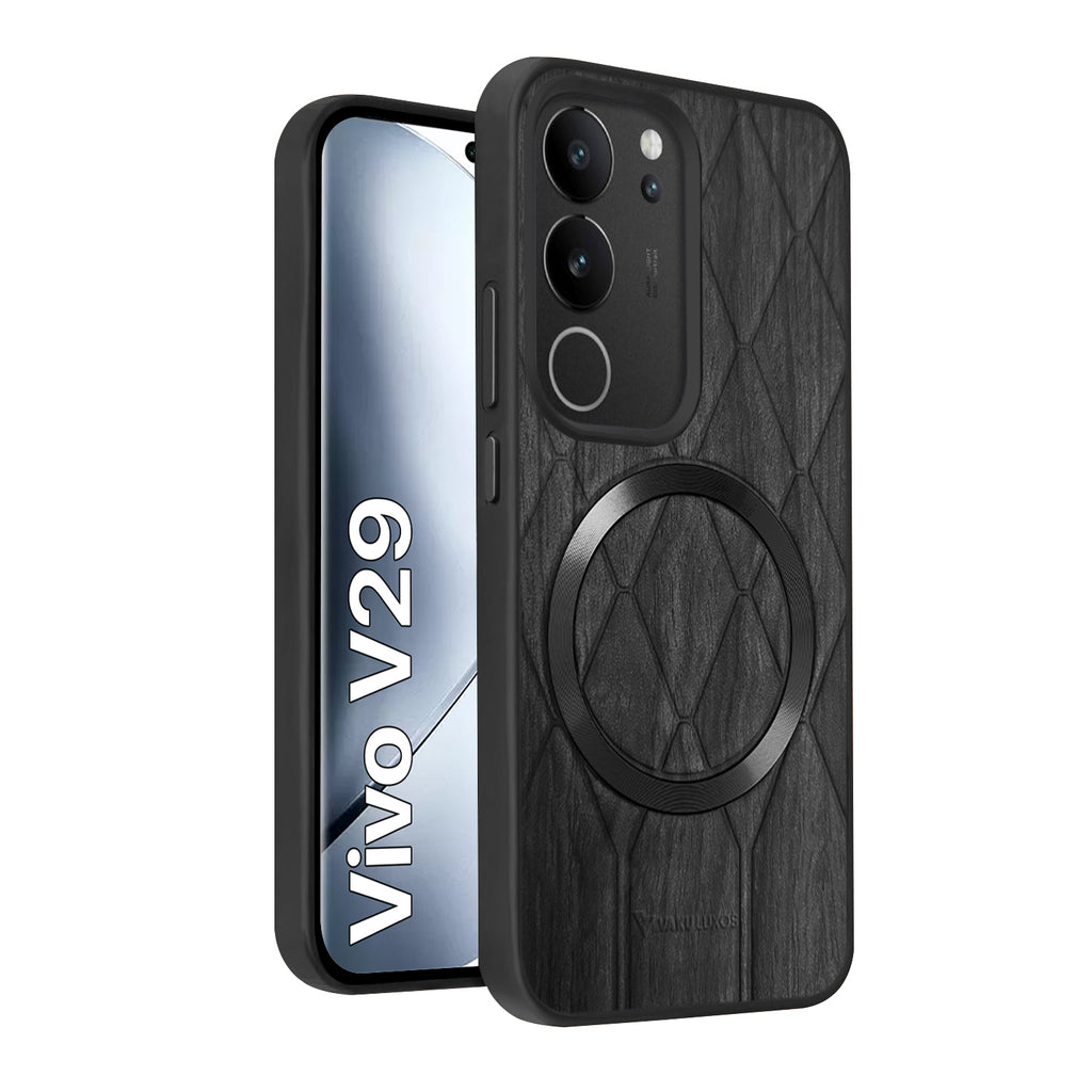 Vaku ® Vivo V29 5G Diamond Plume Pattern Magnetic Magsafe Matte Soft-Touch Texture Back Cover