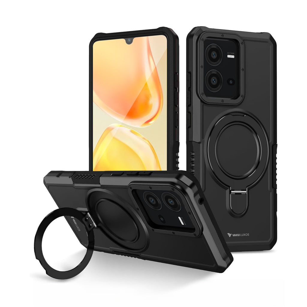 Vaku ® Vivo V25e Astor Military Grade Armor Protective Case with Ring Bracket Kickstand Back cover