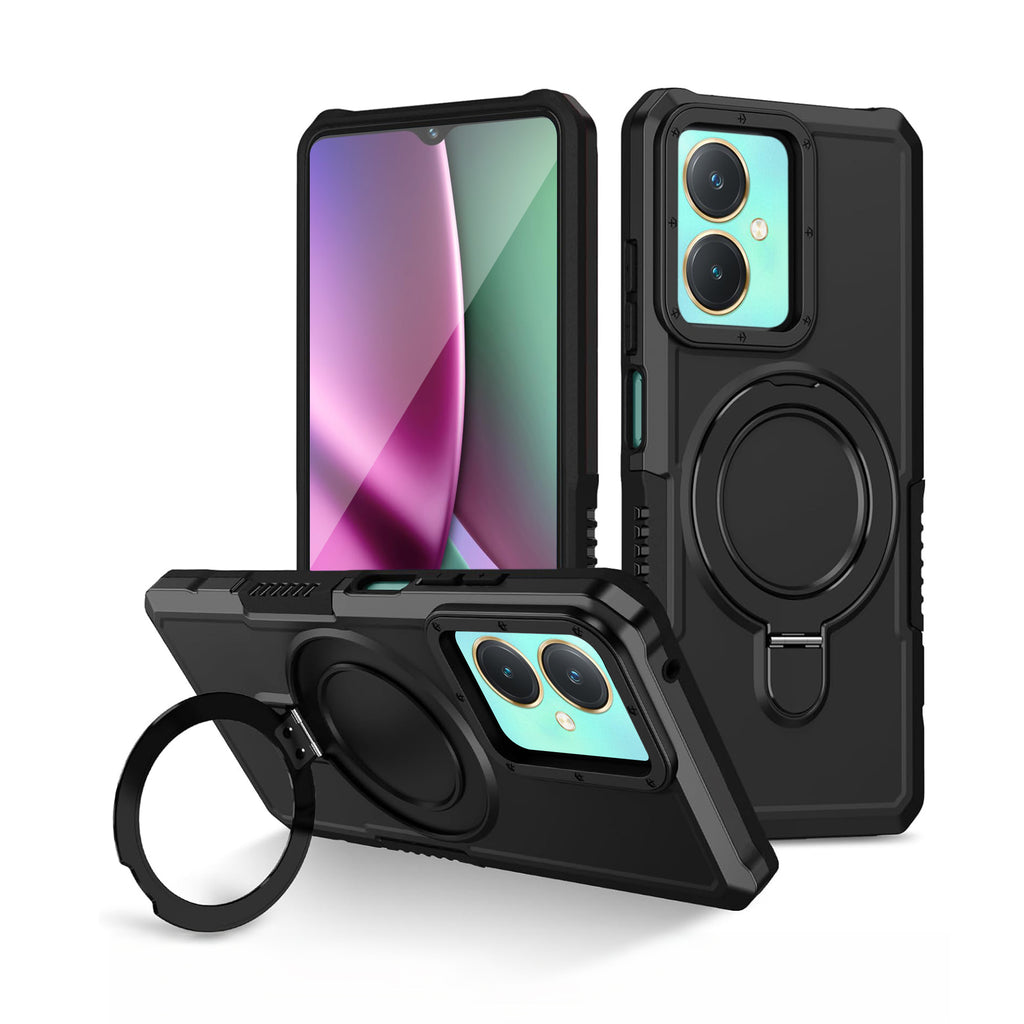 Vaku ® Vivo Y27 Astor Military Grade Armor Protective Case with Ring Bracket Kickstand Back cover