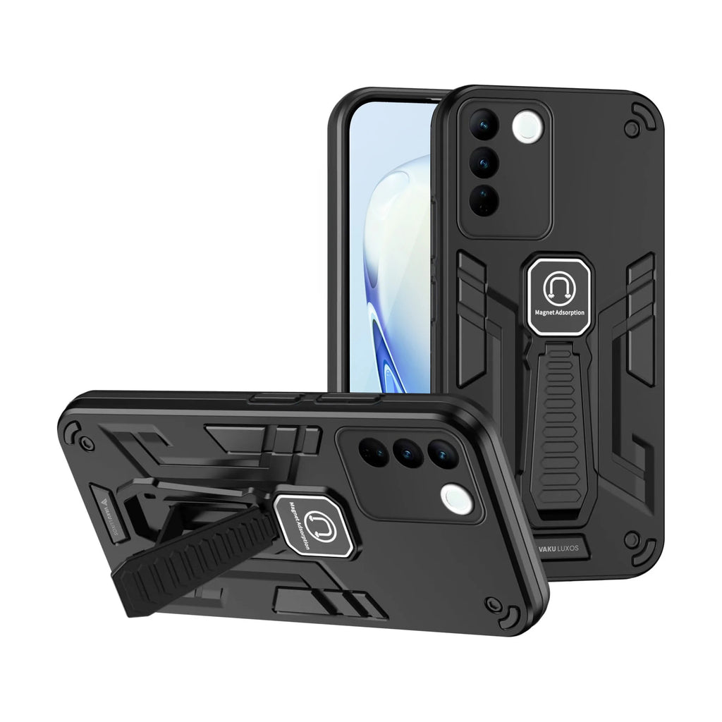 Vaku ® Vivo V27 5G Valor Military Grade Armor Case with Built-in Kickstand Shockproof Back Cover