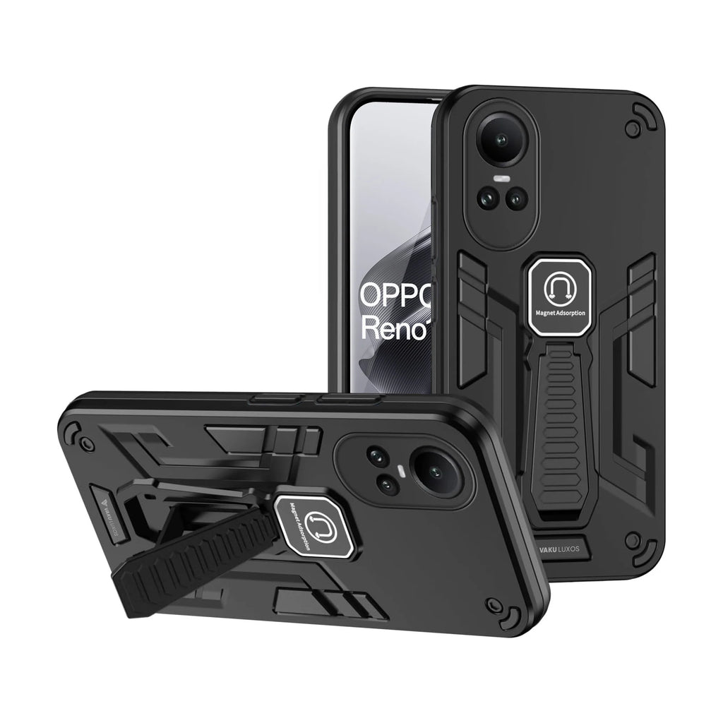 Vaku ® Oppo Reno10 Pro 5G Valor Armor Guard Military Grade Shockproof Case with Built-in Kickstand Back Cover