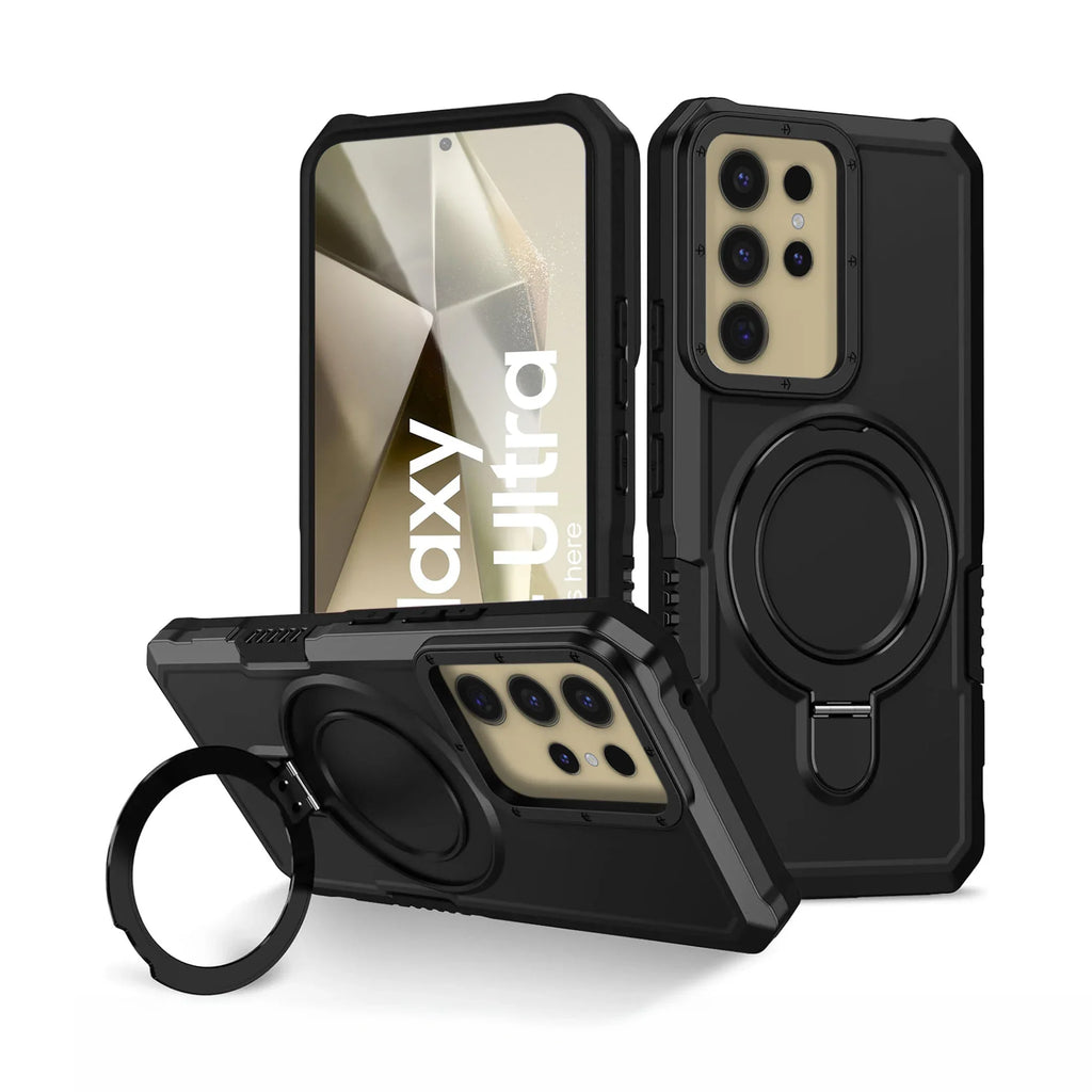 Vaku® Samsung Galaxy S24 Ultra Astor Military Grade Armor Protective Case with Ring Bracket Kickstand Back cover