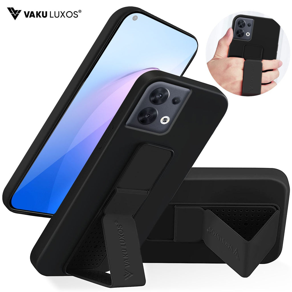 Vaku ® Oppo Reno8 Harbor Grip Multi-Functional Magnetic Vertical & Horizontal Stand Case Silicon Back Cover