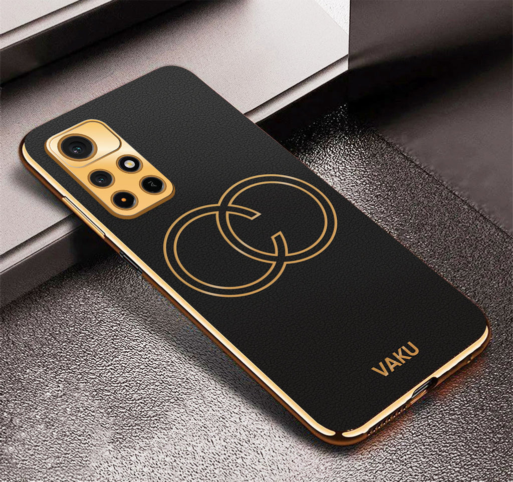 Vaku ® Redmi Note 11T 5G Skylar Leather Pattern Gold Electroplated Soft TPU Back Cover