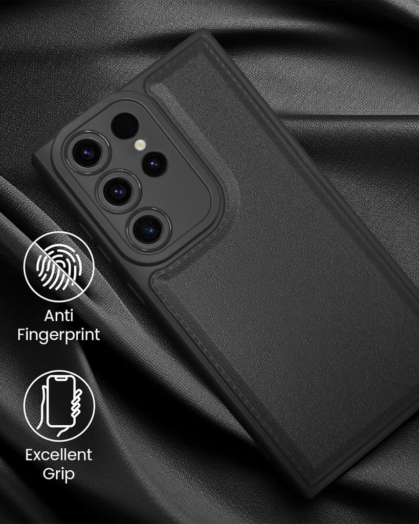 Vaku ® Samsung Galaxy S23 Ultra PU Leather Texture Soft Non-Slip Grip TPU Shockproof Phone Case Back Cover