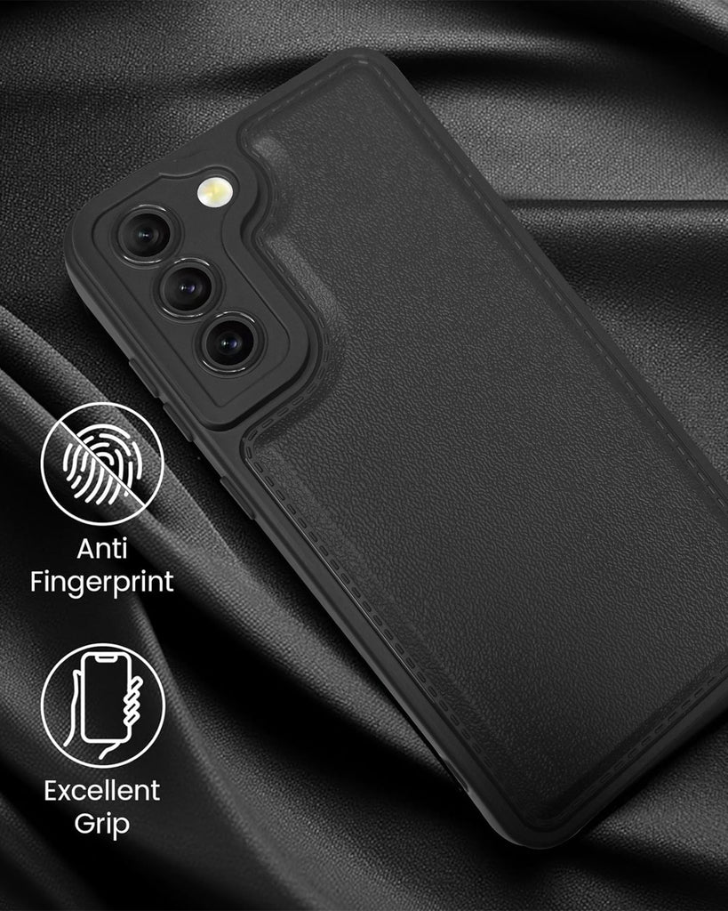 Vaku ® Samsung Galaxy S21 FE PU Leather Texture Soft Non-Slip Grip TPU Shockproof Back Cover