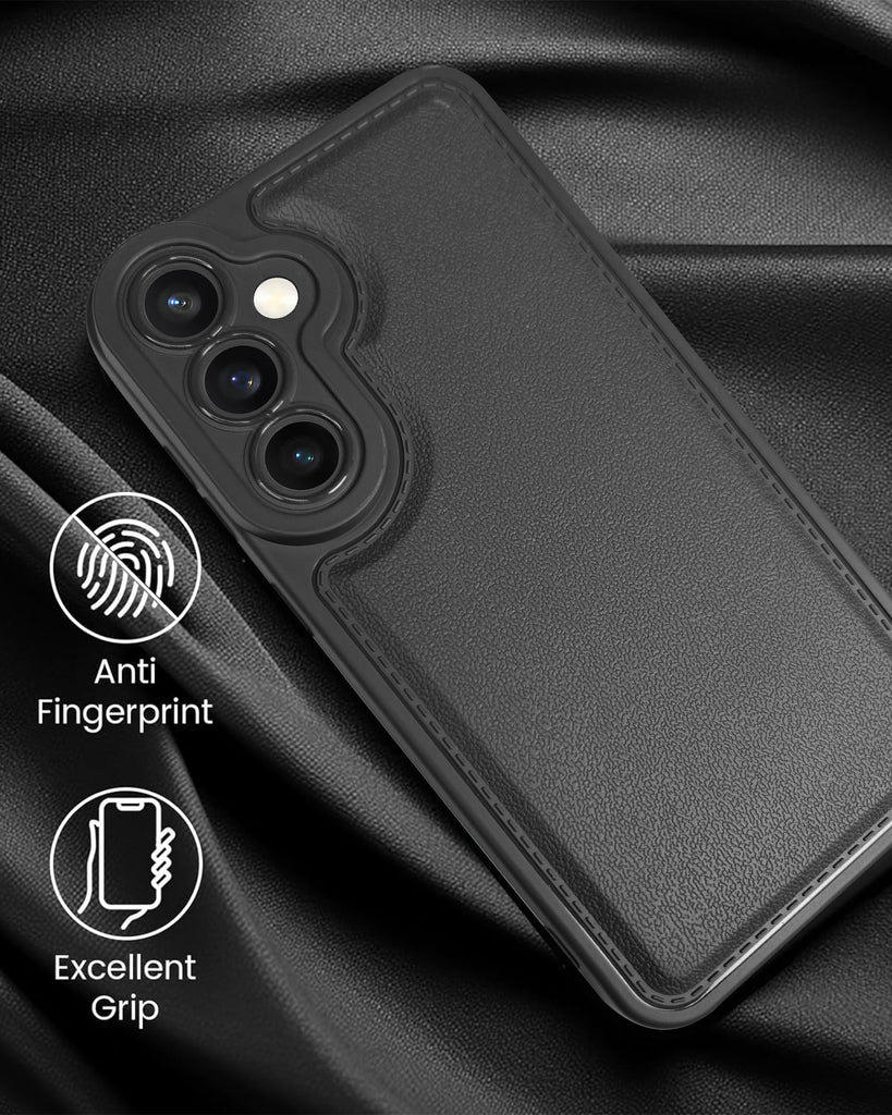 Vaku ® Samsung Galaxy S23 FE PU Leather Texture Soft Non-Slip Grip TPU Shockproof Back Cover