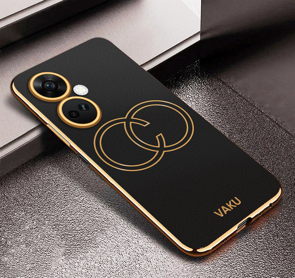 Vaku® OnePlus Nord CE 3 5G Skylar Leather Pattern Gold Electroplated Soft TPU Back Cover
