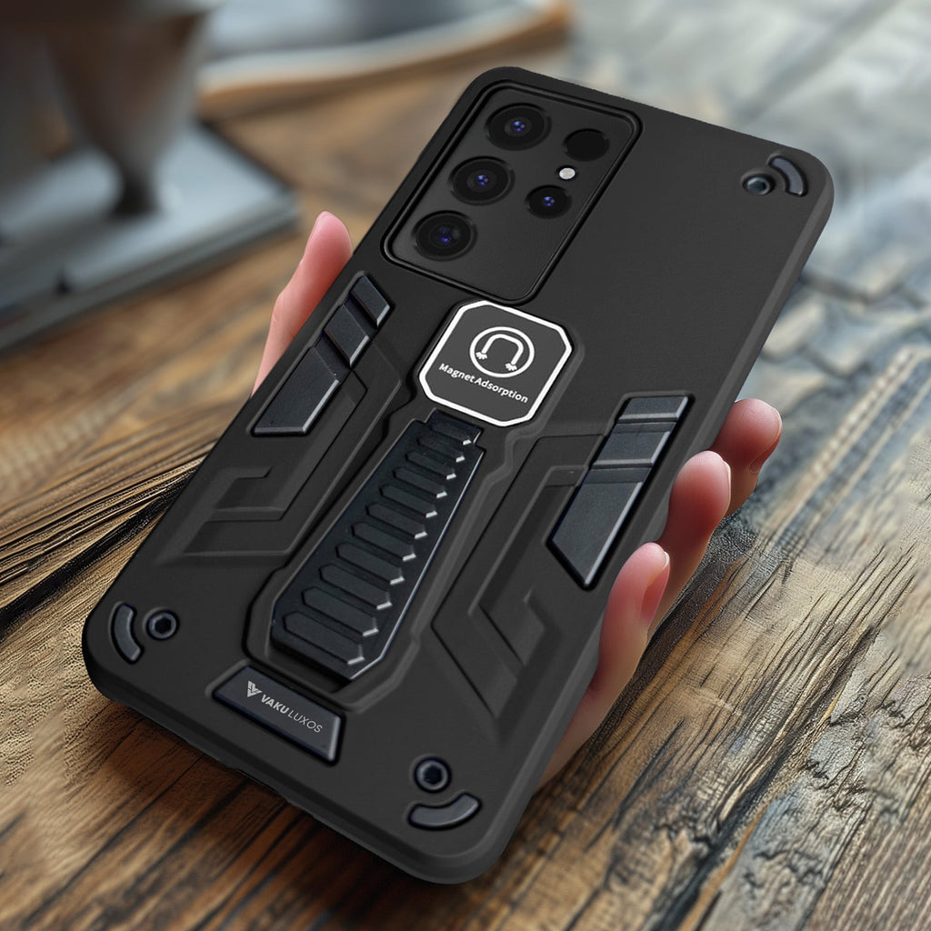 Vaku® Samsung Galaxy S24 Ultra Valor Military Grade Armor Case with Built-in Kickstand Shockproof Back Cover